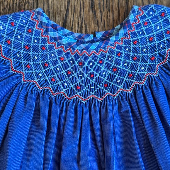 Beautiful Smocked Blue Dress With Embroidered Details - Picture 13 of 13
